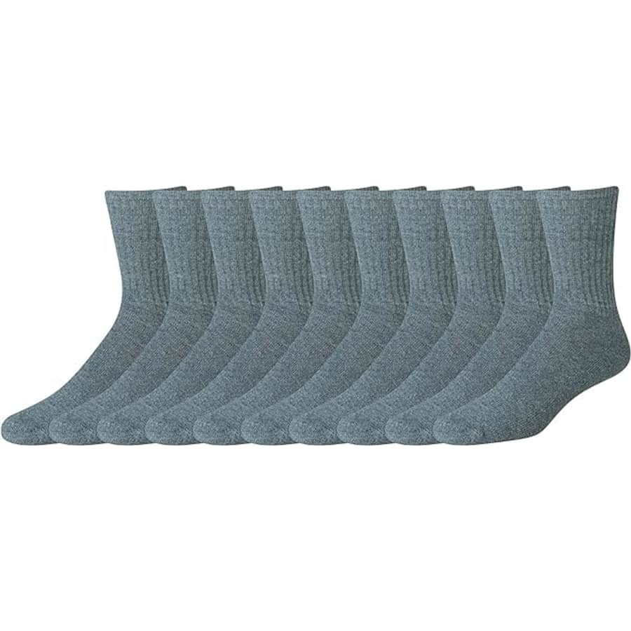 Amazon Essentials Men's Cotton Half Cushioned Crew Socks 10-Pack for $16