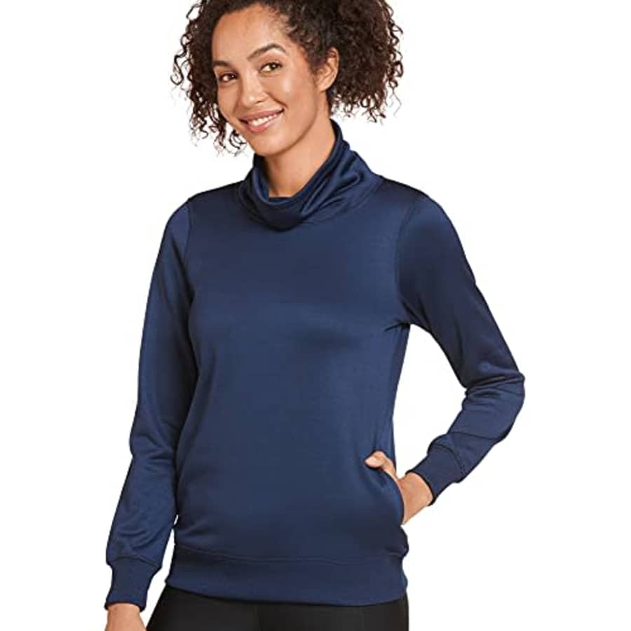 Jockey Women's Activewear Cowl Neck Fleece Tunic, Thunder Blue, l for $10