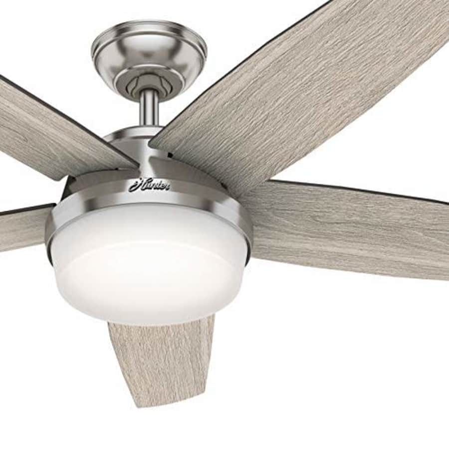 Hunter Fan 52 inch Contemporary Brushed Nickel Indoor Ceiling Fan with Light Kit and Remote Control for $92