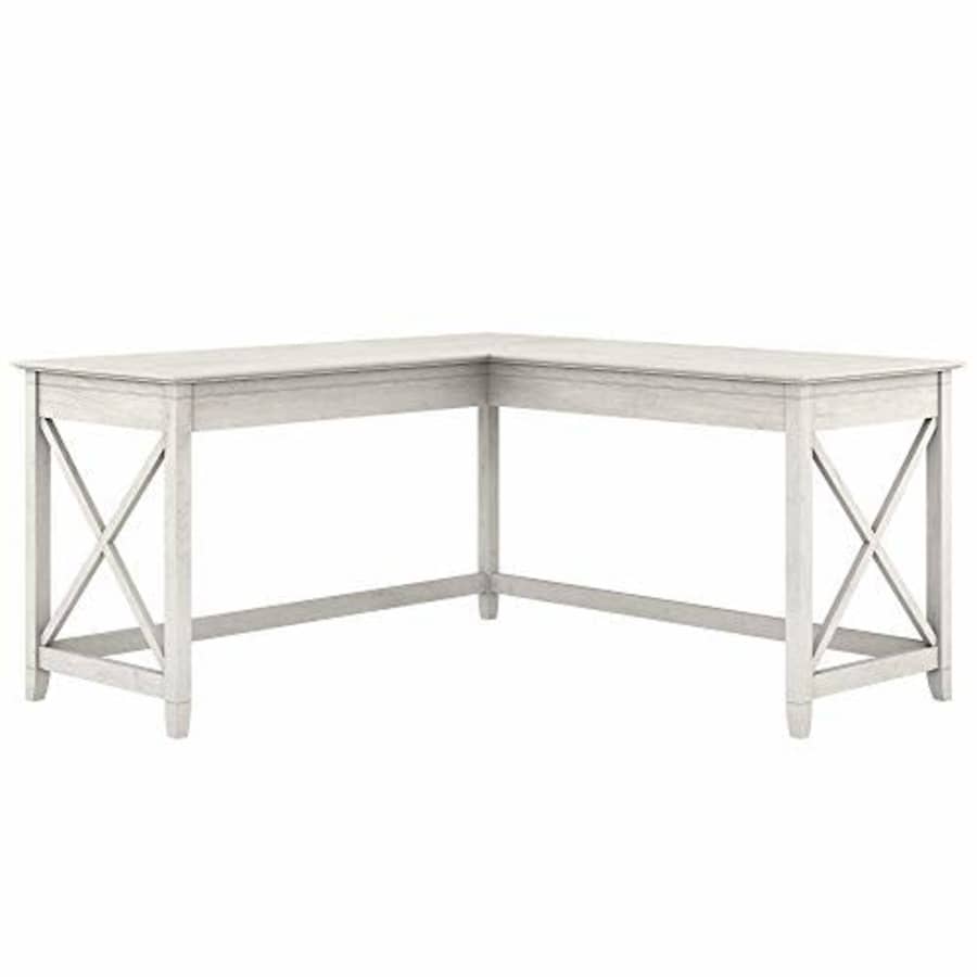 Bush Furniture Key West Modern Farmhouse L-Shaped L Home Office | Corner Desk, 60W, Linen White Oak for $160
