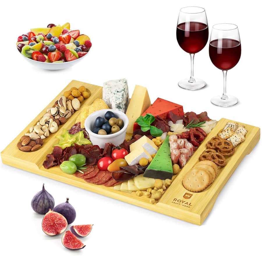 Royal Craft Wood 15.5" x 10" Bamboo Charcuterie Serving Board for $20 Royal Craft Wood 15.5" x 10" Bamboo Charcuterie Serving Board for $20
