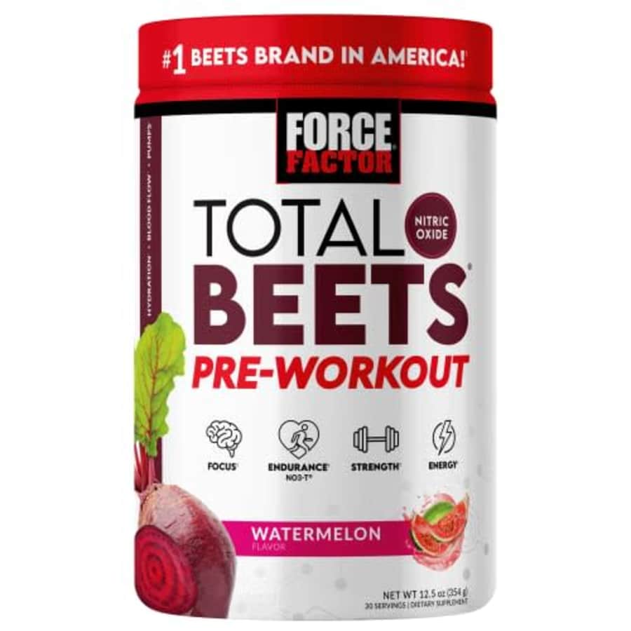 Force Factor Total Beets Pre-Workout Powder to Boost Energy & Endurance, Increase Strength, and for $30