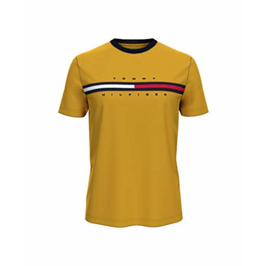 Tommy Hilfiger Men's Short Sleeve Logo T-Shirt, Golden Rod-PT, XL for $25