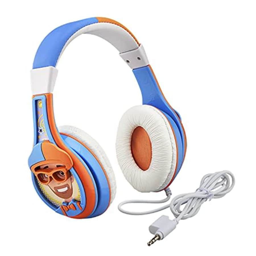 eKids Blippi Headphones for Kids, Wired Headphones for School, Home or Travel, Tangle Free Stereo for $30