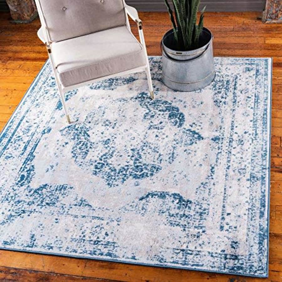 Unique Loom Sofia Collection Traditional Vintage Blue/Light Blue Square Rug (3' 3 x 3' 3) for $26
