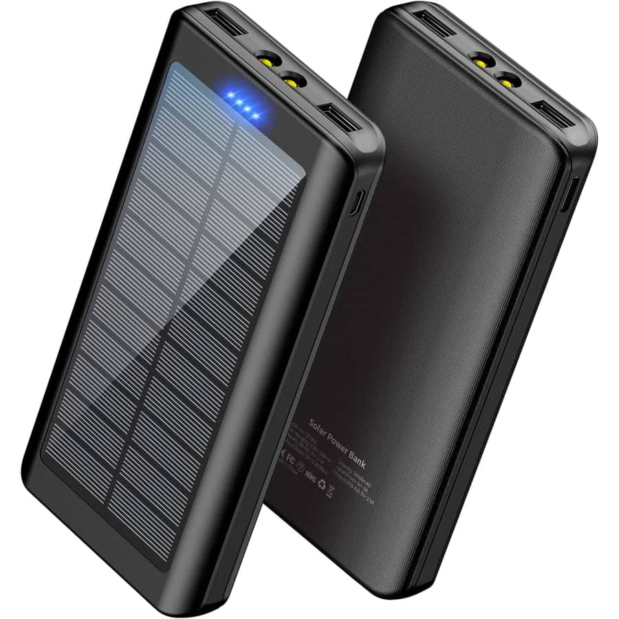 YPWA Solar 30,000mAh Portable Power Bank for $18
