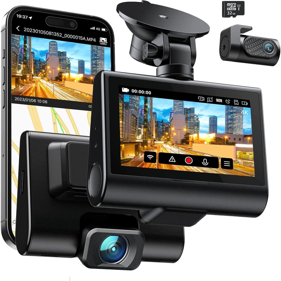4K Front and Rear Dash Cam w/ 32GB SD Card for $110 4K Front and Rear Dash Cam w/ 32GB SD Card for $110