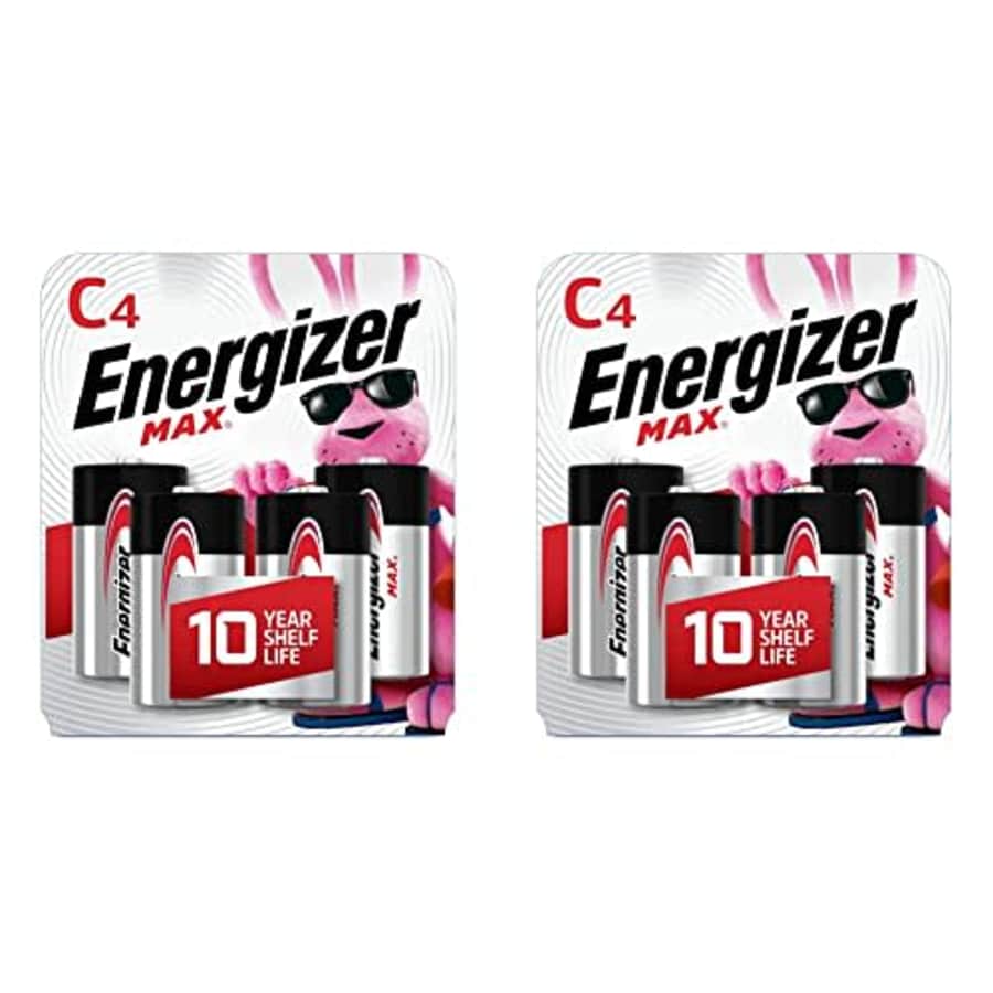 Energizer C Batteries, Max Premium C Cell Batteries Alkaline, 4 Count (Pack of 2) for $16 Energizer C Batteries, Max Premium C Cell Batteries Alkaline, 4 Count (Pack of 2) for $16