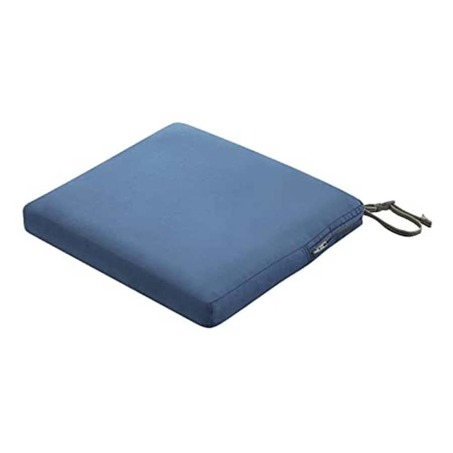 Classic Accessories Ravenna Water-Resistant 17 x 15 x 2 Inch Patio Seat Cushion, Empire Blue, Chair for $50 Classic Accessories Ravenna Water-Resistant 17 x 15 x 2 Inch Patio Seat Cushion, Empire Blue, Chair for $50