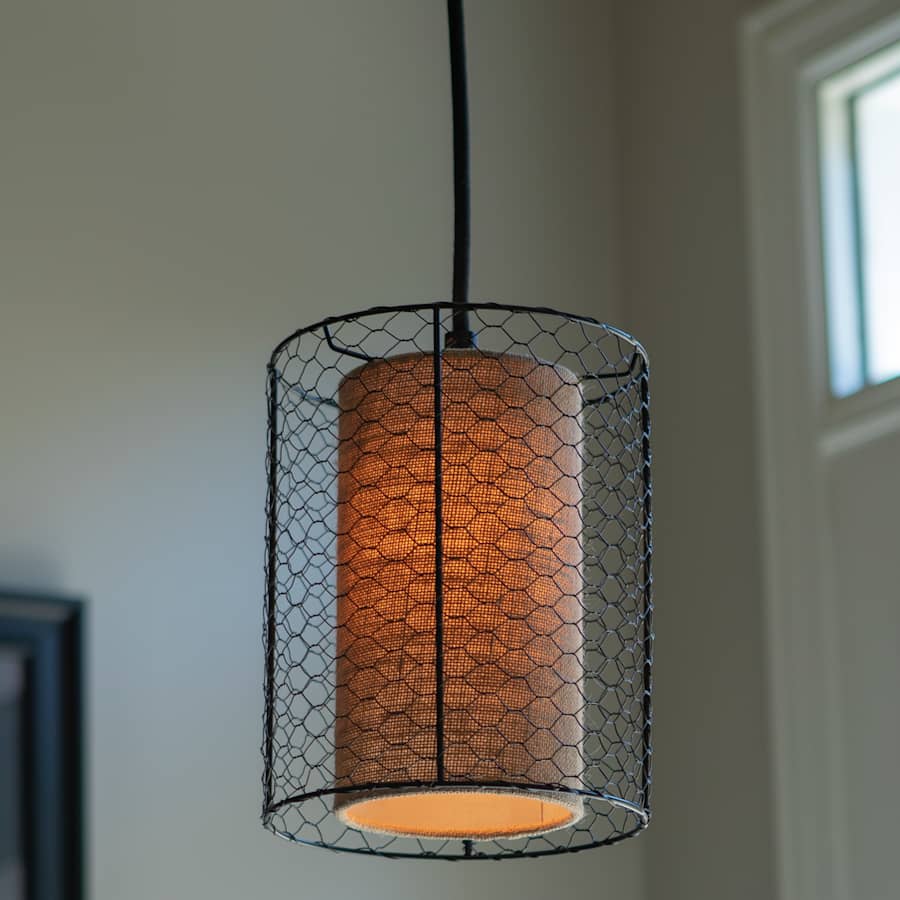 Decor Therapy Cooper Chicken Wire and Burlap Pendant Light for $15 Decor Therapy Cooper Chicken Wire and Burlap Pendant Light for $15