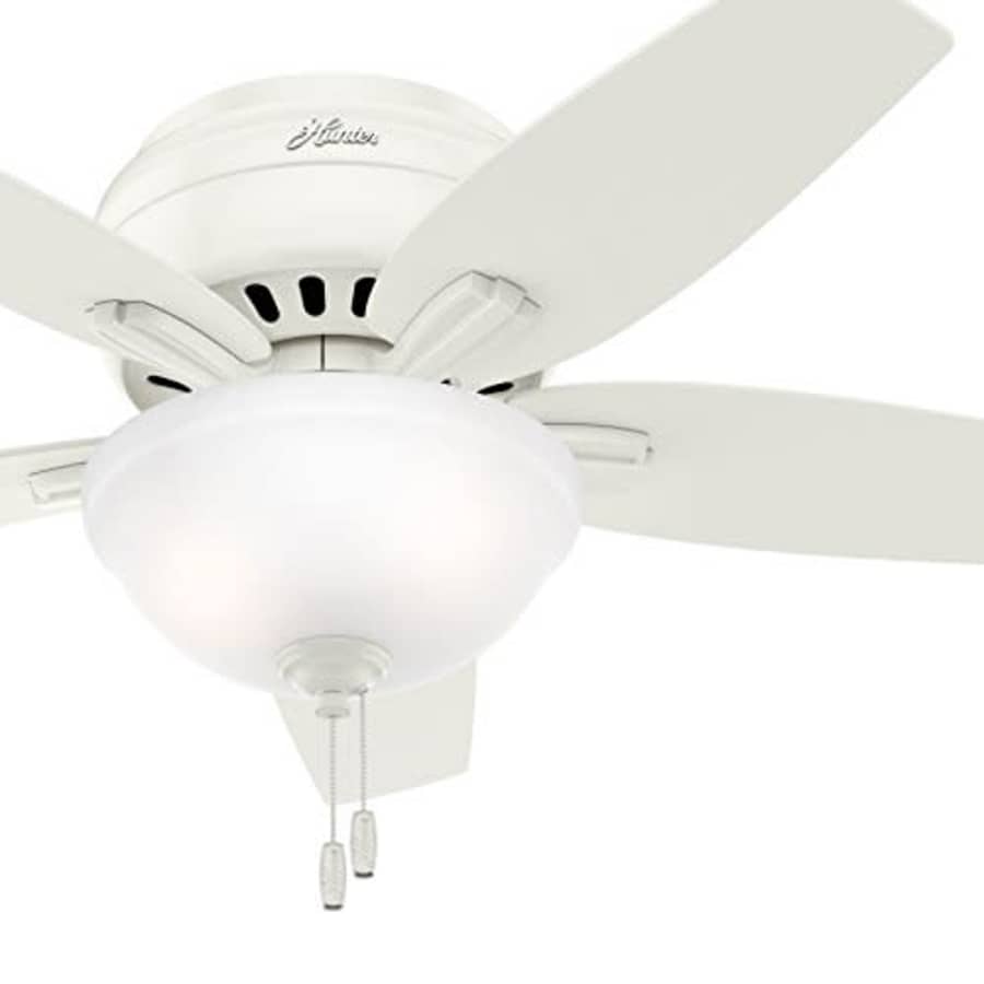 Hunter Fan 42in Low Profile Ceiling Fan in Fresh White with Clear Frosted Glass Light Kit, 5 Blade for $85