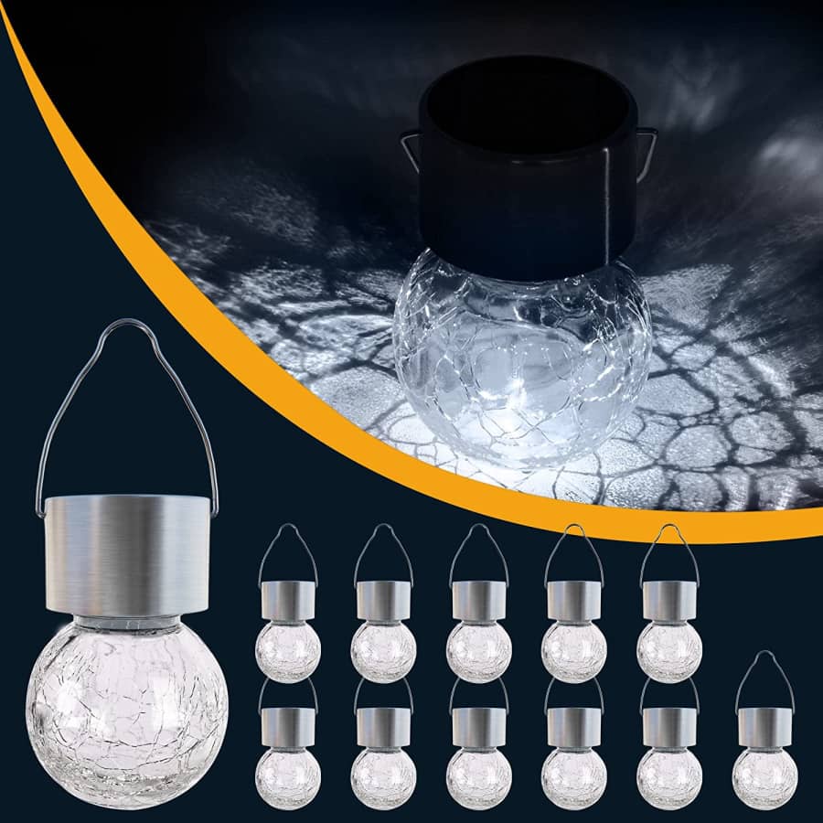 Cracked Glass Solar Hanging Light 12-Pack for $29