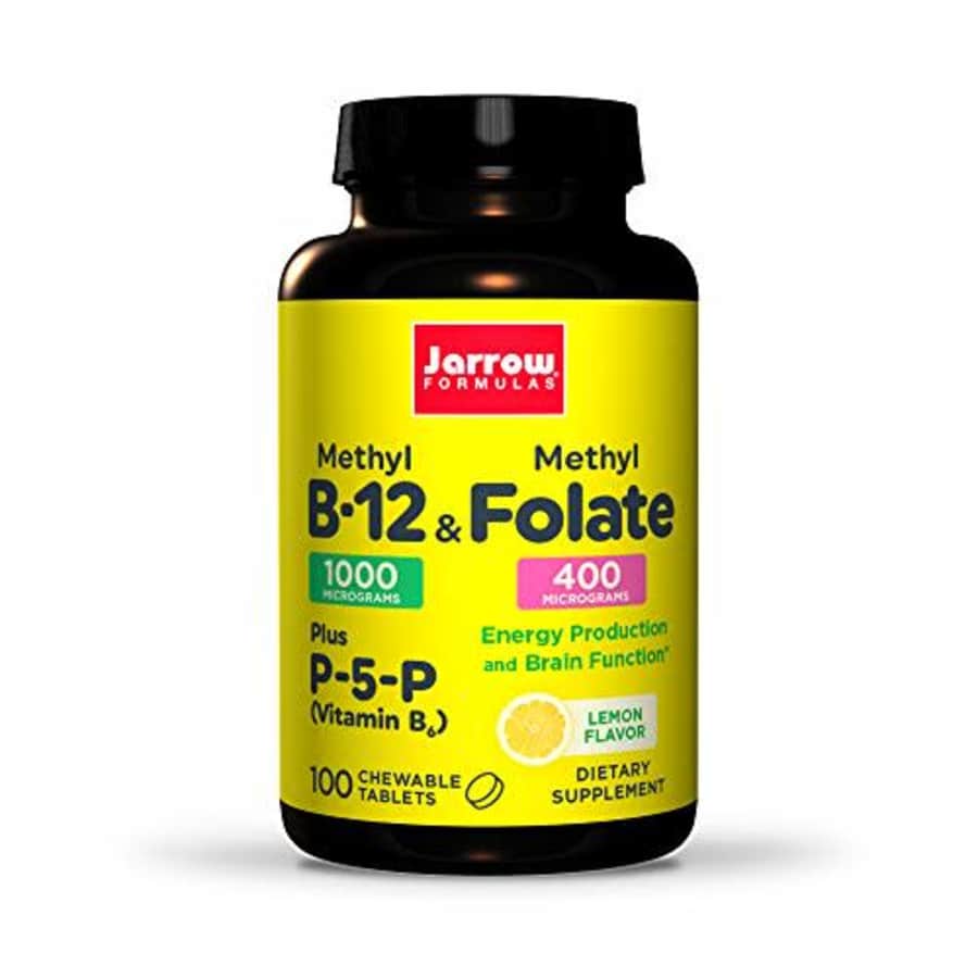 Jarrow Formulas Methyl B-12 & Methyl Folate - 100 Chewable Tablets, Lemon - Bioactive Vitamin B12 & for $20