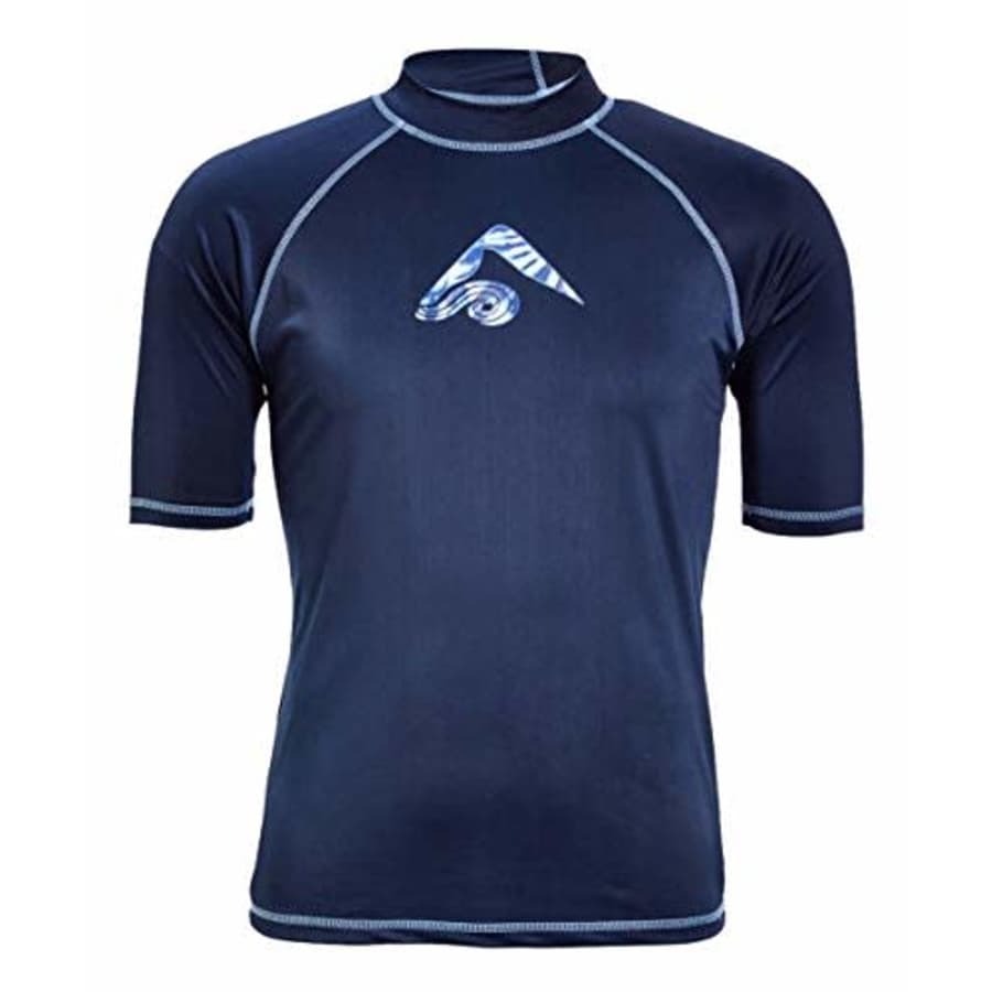 Kanu Surf Men's Mercury UPF 50+ Short Sleeve Sun Protective Rashguard Swim Shirt, Twister Navy, for $23 Kanu Surf Men's Mercury UPF 50+ Short Sleeve Sun Protective Rashguard Swim Shirt, Twister Navy, for $23
