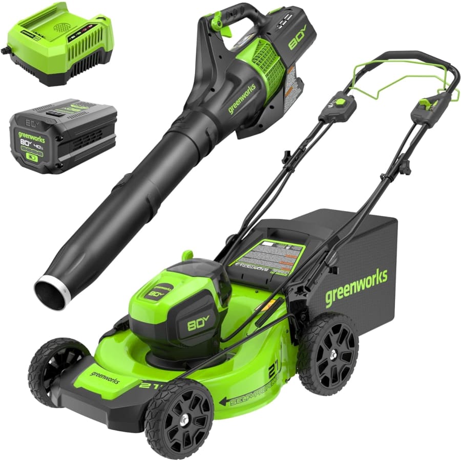 Greenworks 80V 21" Cordless Electric Lawn Mower w/ Leaf Blower for $600 Greenworks 80V 21" Cordless Electric Lawn Mower w/ Leaf Blower for $600