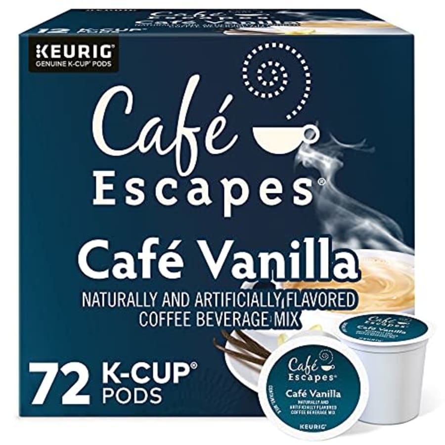 Cafe Escapes Cafe Vanilla Coffee Beverage, Single-Serve Keurig K-Cup Pods, 72 Count for $45