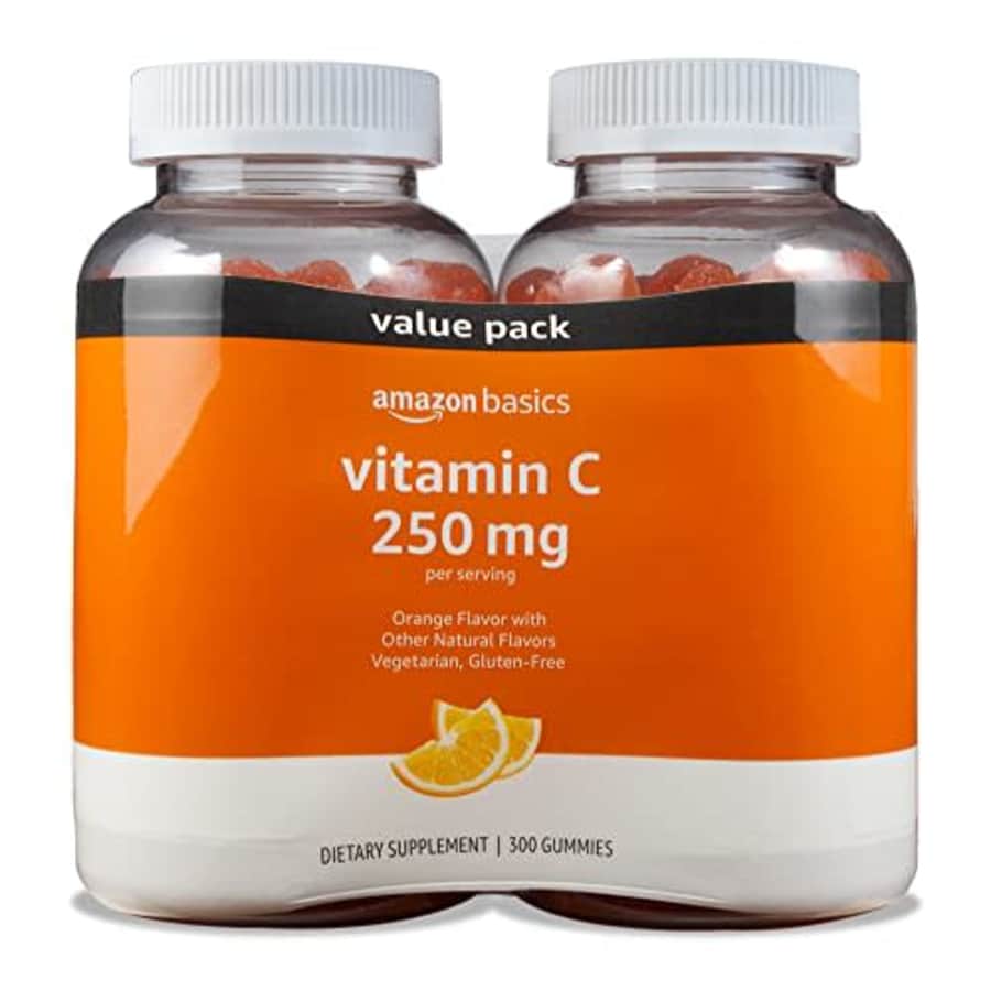 Amazon Basics Vitamin C 250 mg Gummies, Orange, 300 Count (2 Packs of 150), 2 per Serving for $17 Amazon Basics Vitamin C 250 mg Gummies, Orange, 300 Count (2 Packs of 150), 2 per Serving for $17