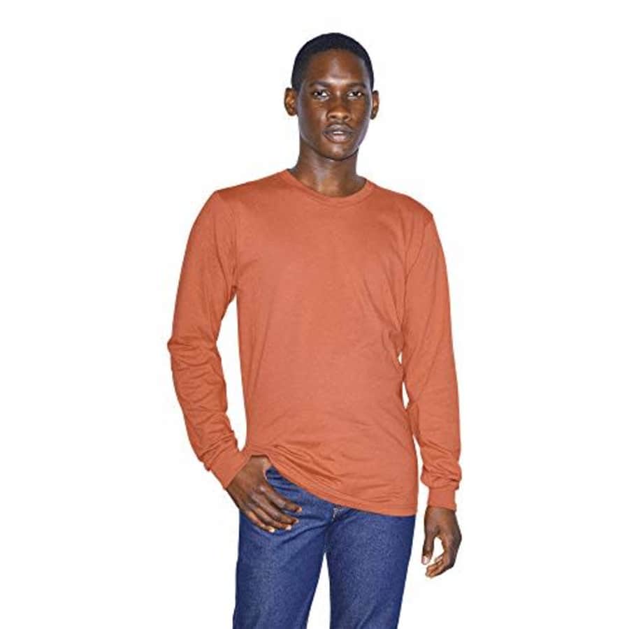 American Apparel Men's Organic Fine Jersey Crewneck Long Sleeve T-Shirt, Cedar, Small for $19 American Apparel Men's Organic Fine Jersey Crewneck Long Sleeve T-Shirt, Cedar, Small for $19