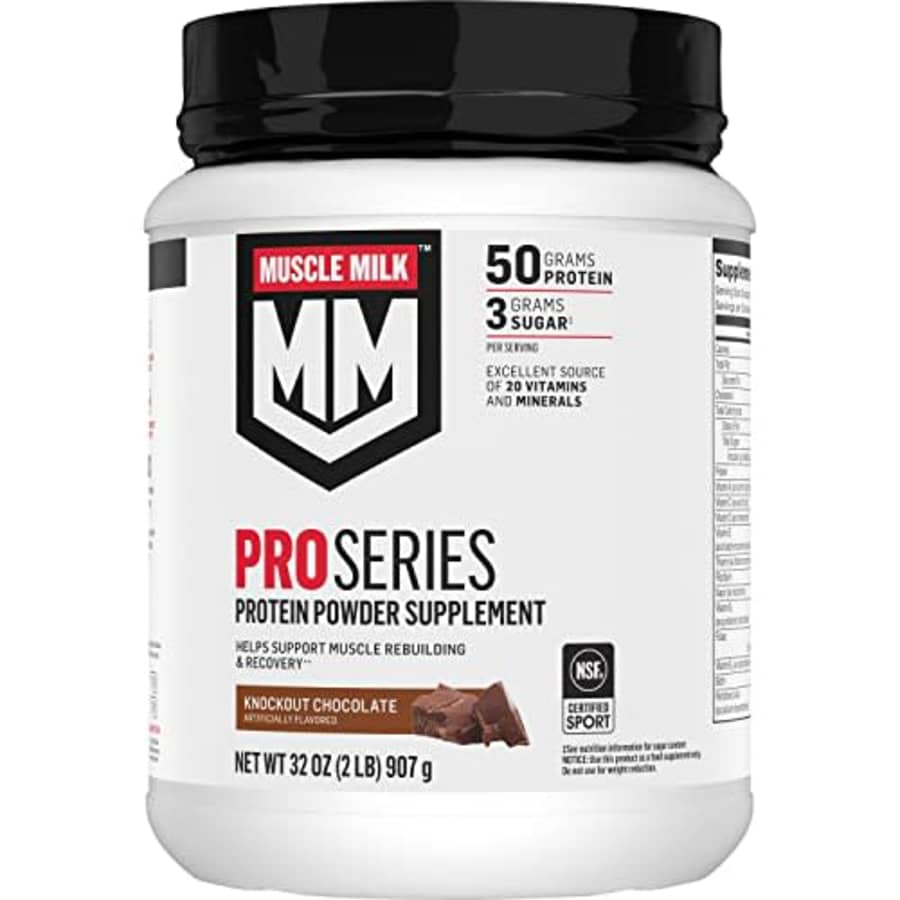 Muscle Milk Pro Series Protein Powder Supplement, Knockout Chocolate, 2 Pound, 11 Servings, 50g for $27