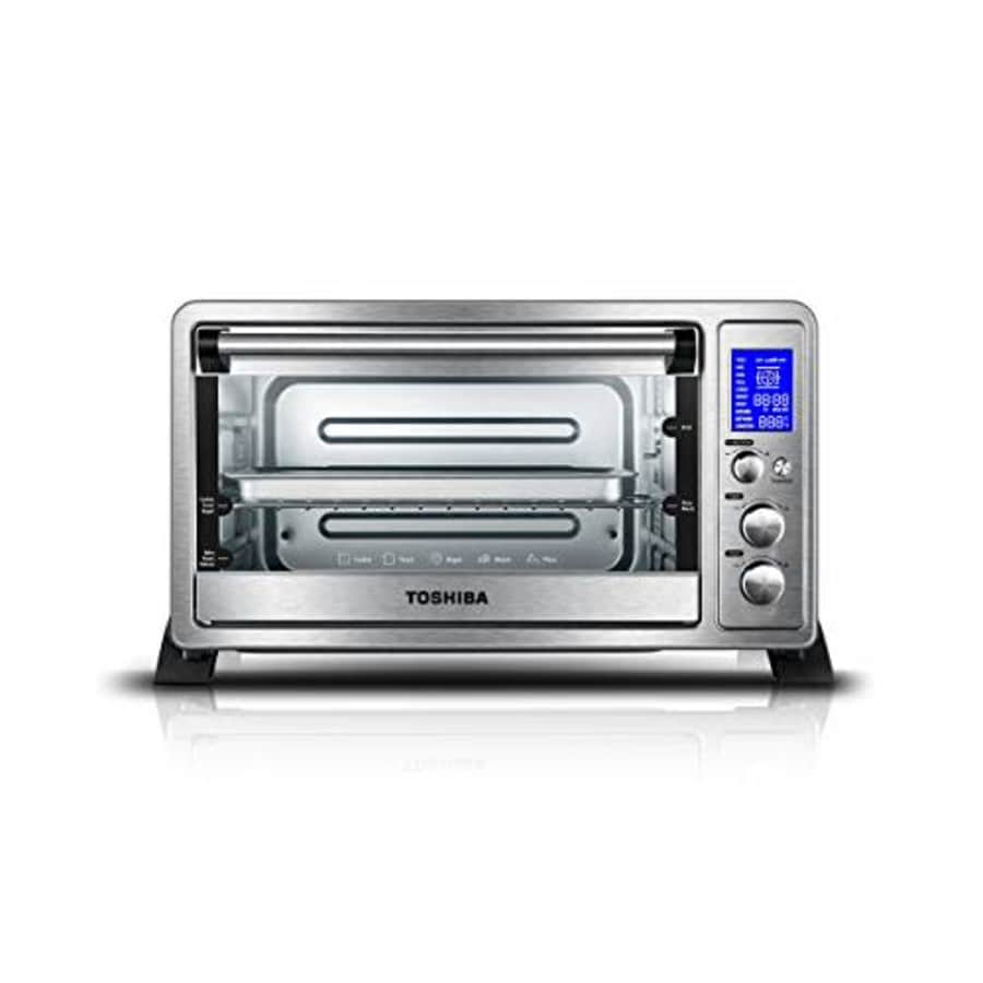 Toshiba AC25CEW-SS Digital Oven with Convection/Toast/Bake/Broil Function, 6-Slice Bread/12-Inch for $72 Toshiba AC25CEW-SS Digital Oven with Convection/Toast/Bake/Broil Function, 6-Slice Bread/12-Inch for $72