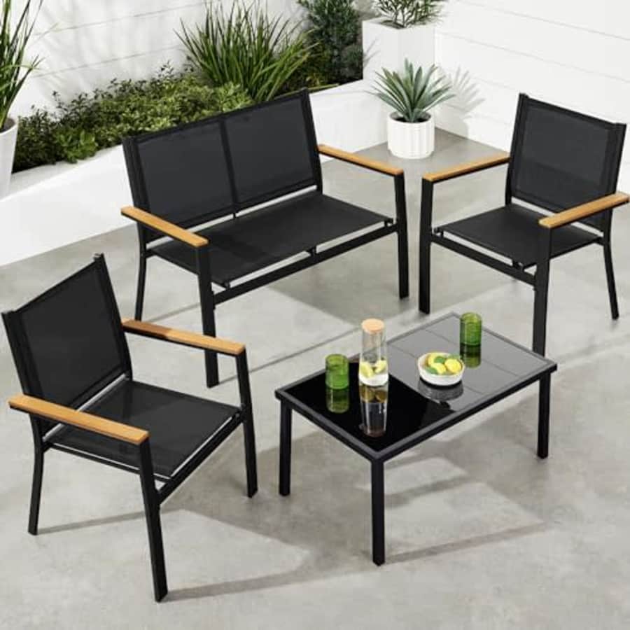Best Choice Products 4-Piece Outdoor Textilene Patio Conversation Set, Backyard Furniture for $150