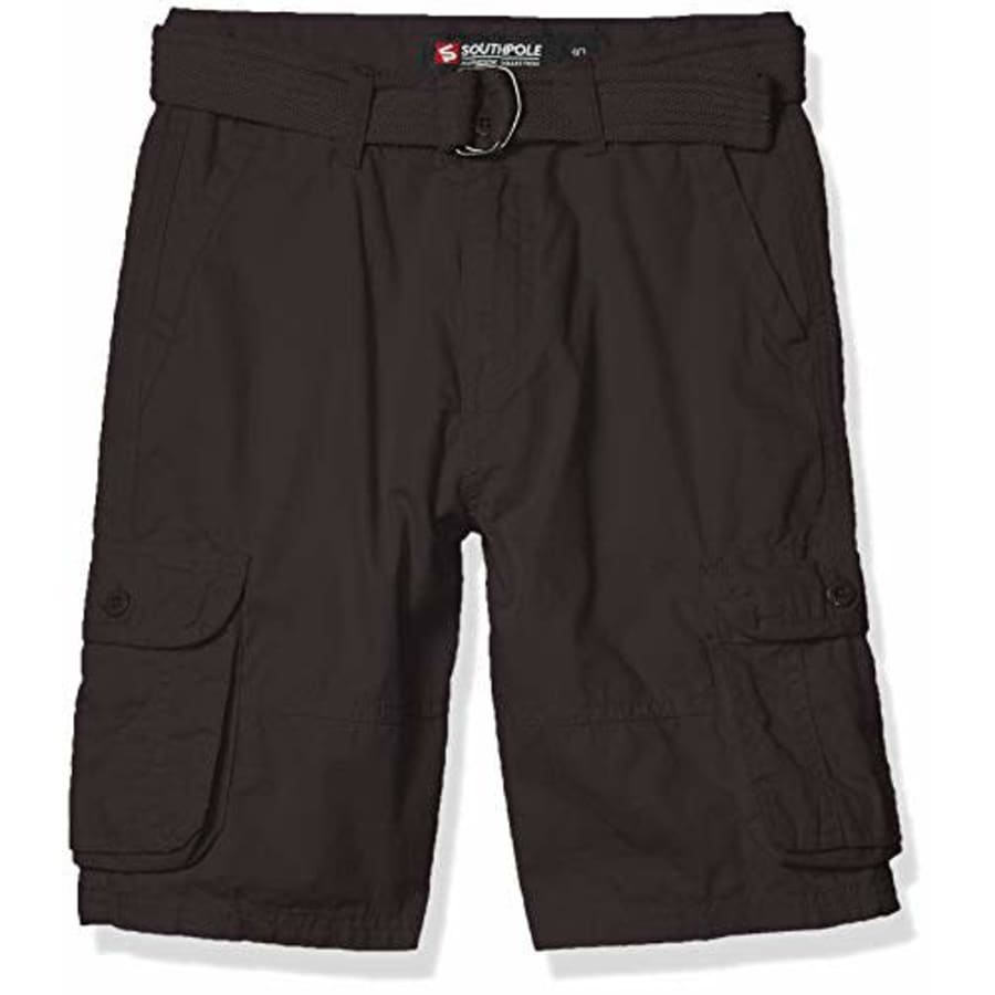 Southpole - Kids Boys' Big Belted Ripstop Basic Cargo Shorts, Dark Grey As, 8 for $40
