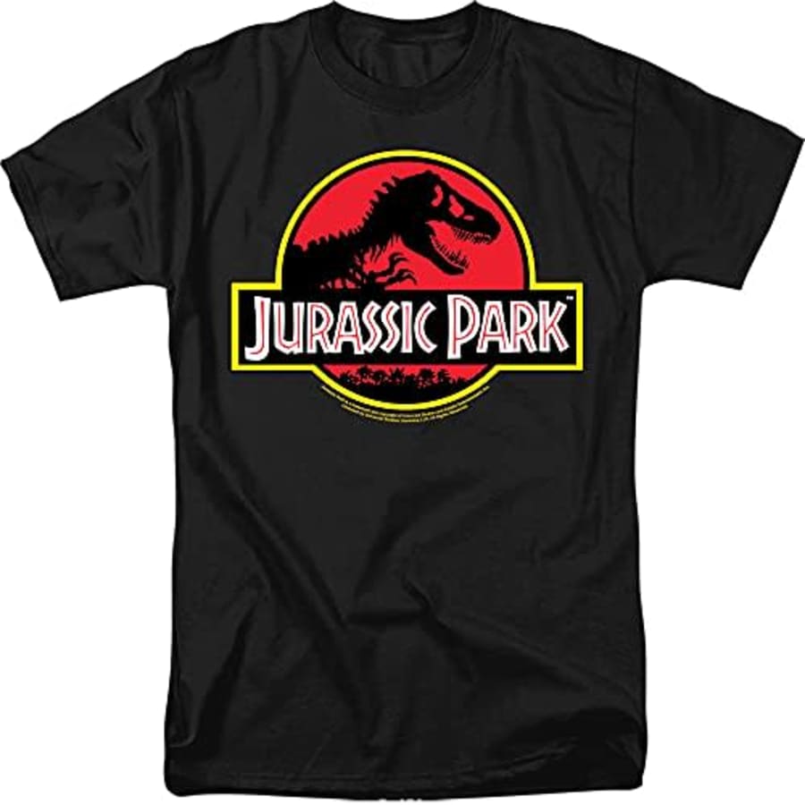 Jurassic Park Men's Classic Movie Logo T-Shirt, Black, Medium for $15