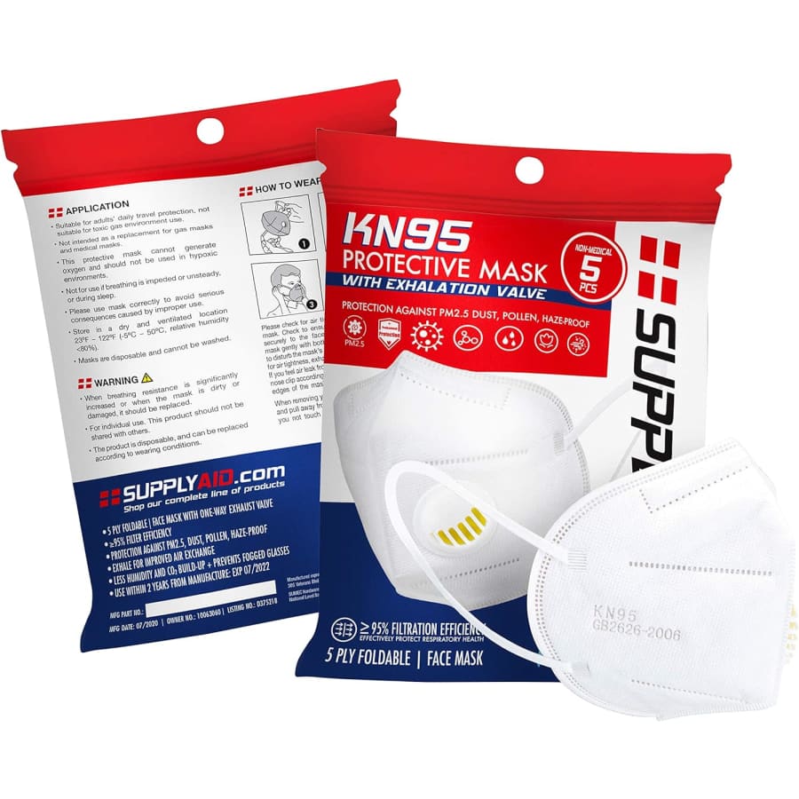 SupplyAID KN95 Face Mask 5-Pack for $2 SupplyAID KN95 Face Mask 5-Pack for $2