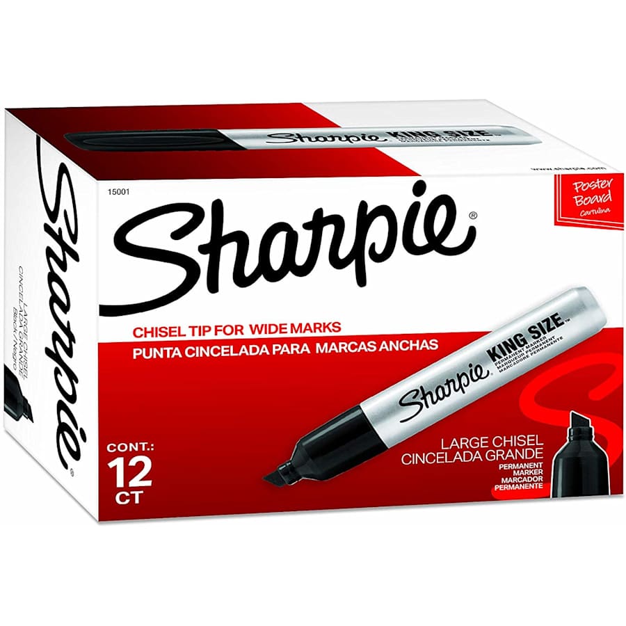 Sharpie King Size Chisel-Tip Permanent Marker 12-Pack for $10 Sharpie King Size Chisel-Tip Permanent Marker 12-Pack for $10