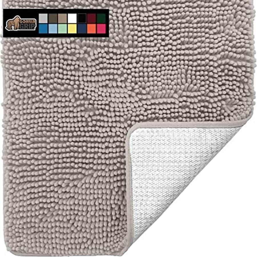 Gorilla Grip Bath Rug, 60x24, Thick Soft Absorbent Chenille Rubber Backing Bathroom Rugs, for $40