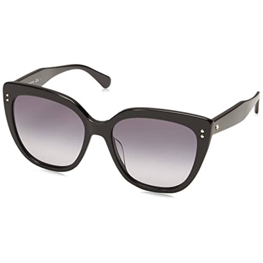 Kate Spade New York Women's Kiyanna/S Oval Sunglasses, Black/Gray Shaded, 55mm, 17mm for $70