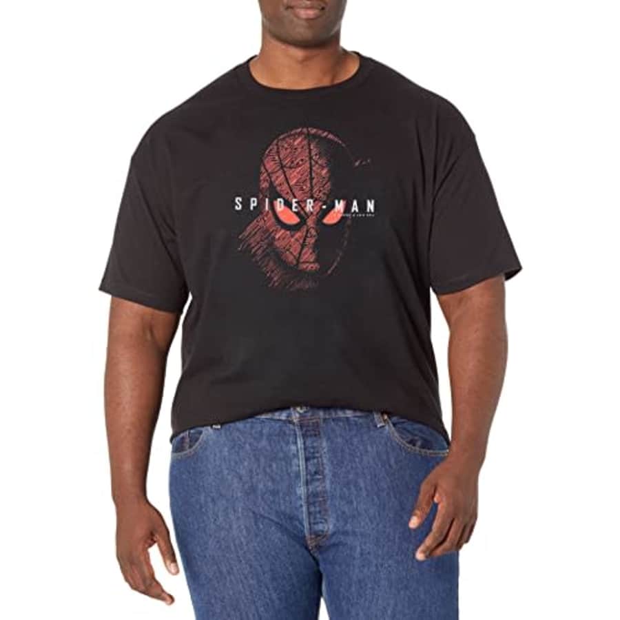 Marvel Big & Tall Simple Tech Men's Tops Short Sleeve Tee Shirt, Black, Large for $9