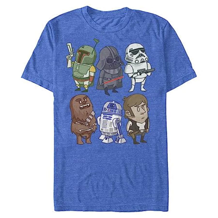 Star Wars Men's Doodles T-Shirt, Royal Blue Heather, Small for $20