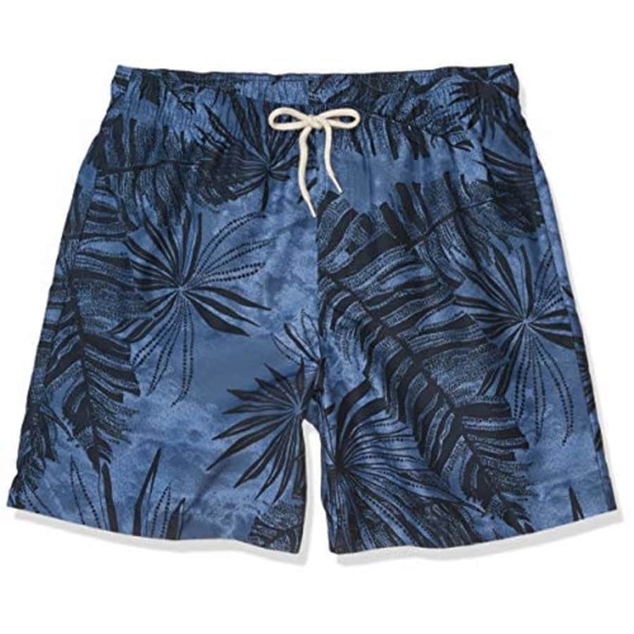 Cubavera Men's Full Elastic Swim Short, Palm Leaf Ensign Blue, Small for $22