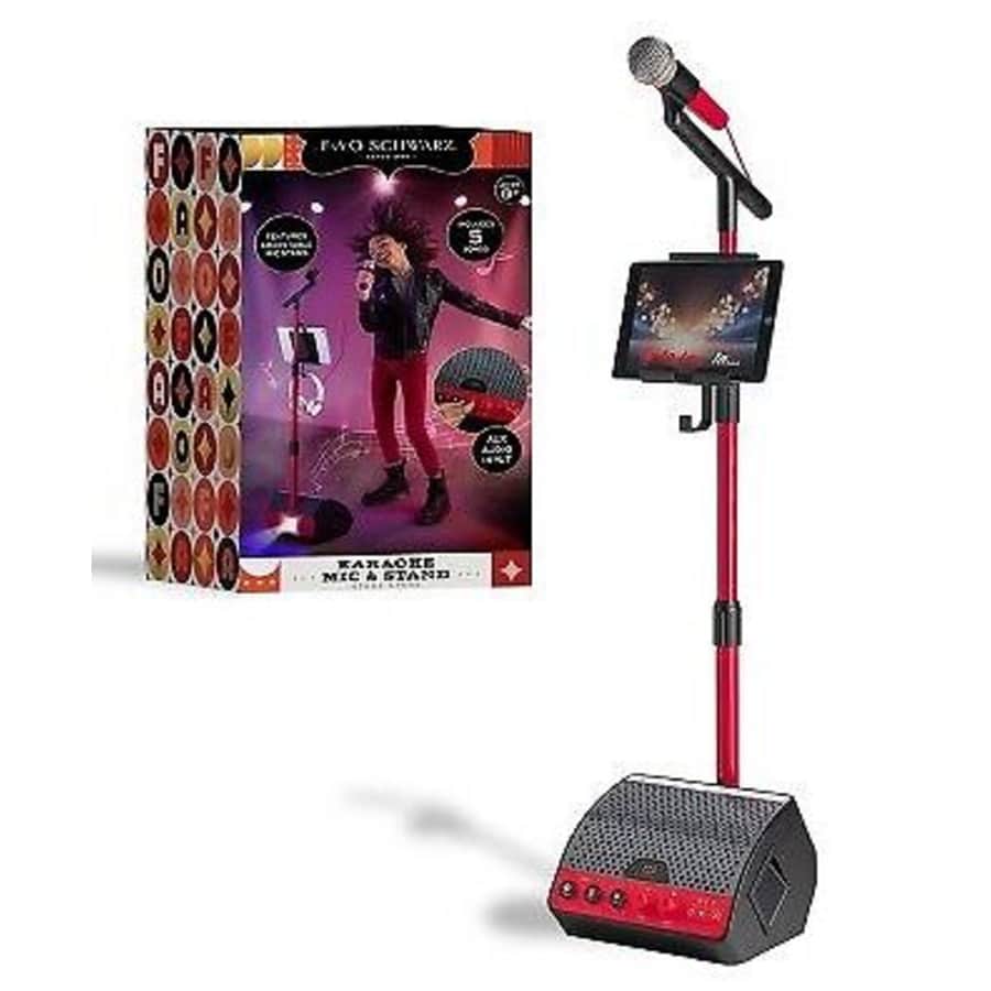 FAO Schwarz Microphone w/ Stand & Tablet Holder for $10 FAO Schwarz Microphone w/ Stand & Tablet Holder for $10