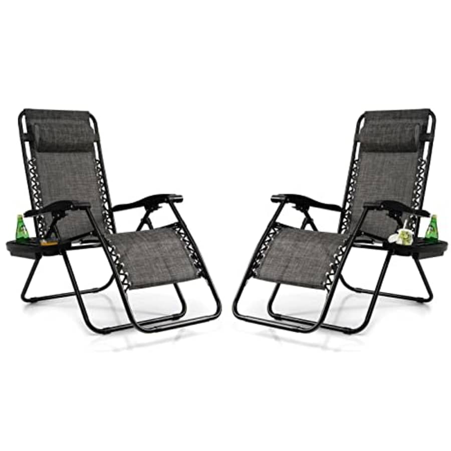 Tangkula Set of 2 Zero Gravity Chair, Folding Patio Lounge Chair Adjustable Outdoor Recliner with for $110 Tangkula Set of 2 Zero Gravity Chair, Folding Patio Lounge Chair Adjustable Outdoor Recliner with for $110