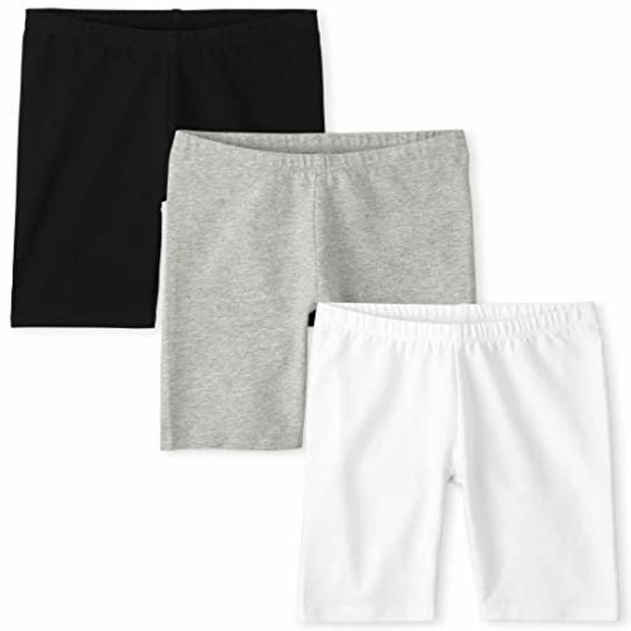 The Children's Place Girls' Solid Bike Shorts, Pack of Three, Black, L (10/12) for $12