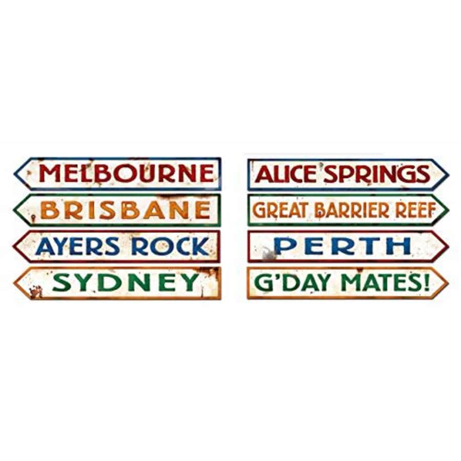Beistle 8 Piece Paper Australian Street Sign Cut Outs Wall Dcor Australia Day G'Day Mate Aussie for $10