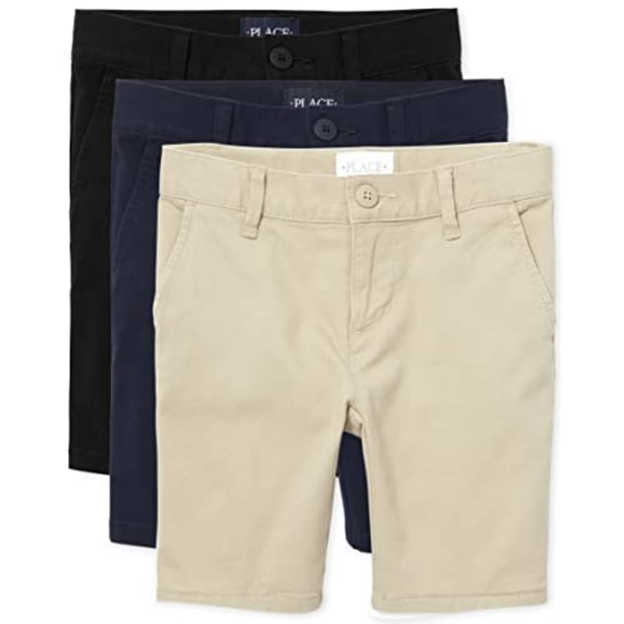 The Children's Place Girl's Chino Shorts, Black/Sandy/Tidal, 5 for $23