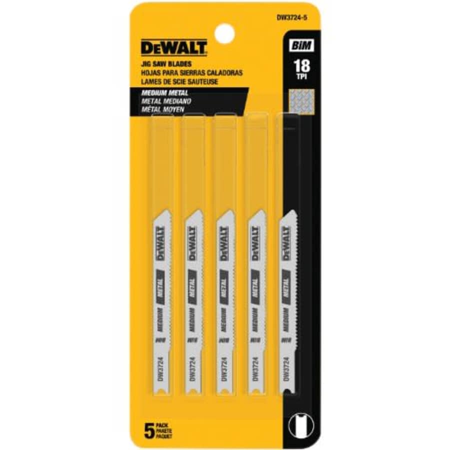 DEWALT Jigsaw Blades, Medium Metal Cutting, U-Shank, 3-Inch, 18-TPI, 5-Pack (DW37245) for $15