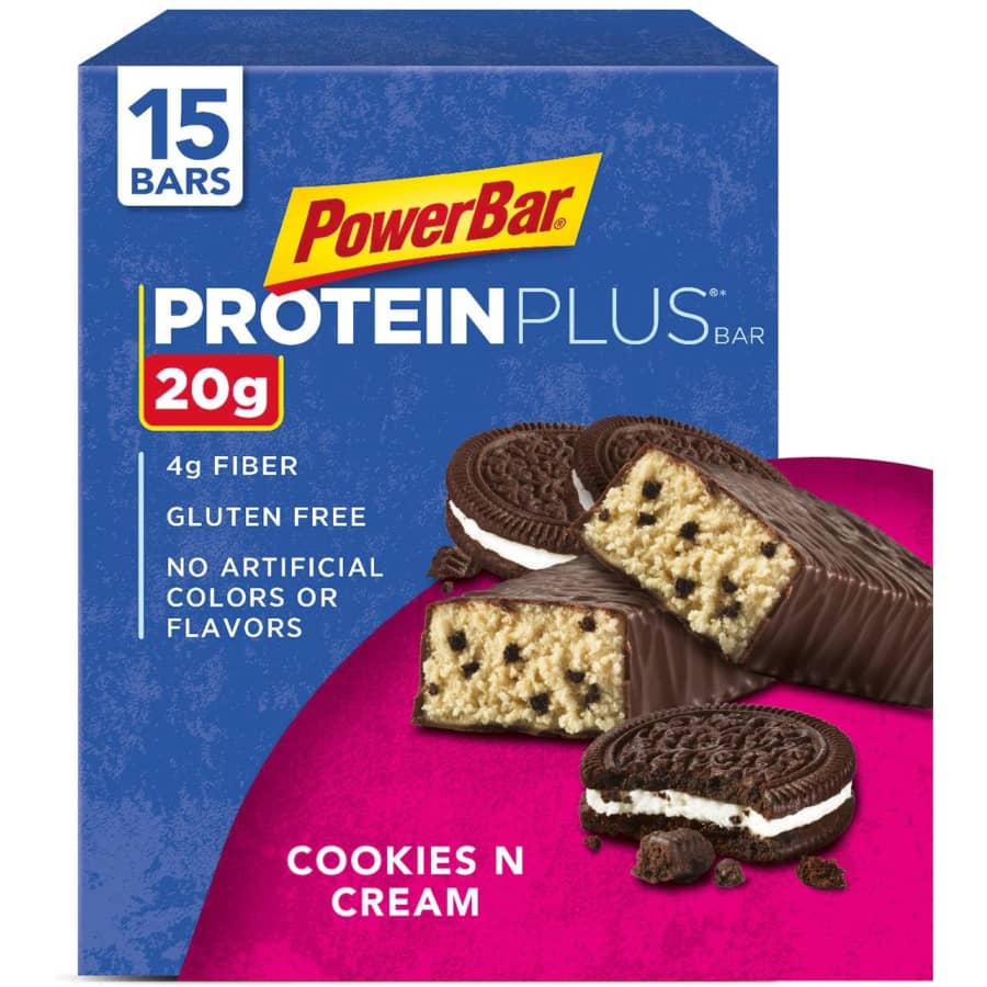 PowerBar Protein Plus Cookies & Cream Bar 2.15-oz. 15-Pack for $39 PowerBar Protein Plus Cookies & Cream Bar 2.15-oz. 15-Pack for $39