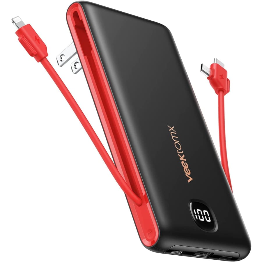Veektomx 10,000mAh Portable Charger w/ Cable and AC Wall Plug for $28