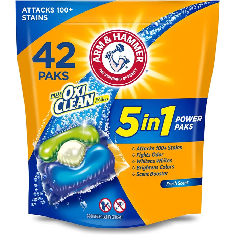 Arm & Hammer Plus Oxi Clean Concentrated Laundry Detergent 42-Pack for $19