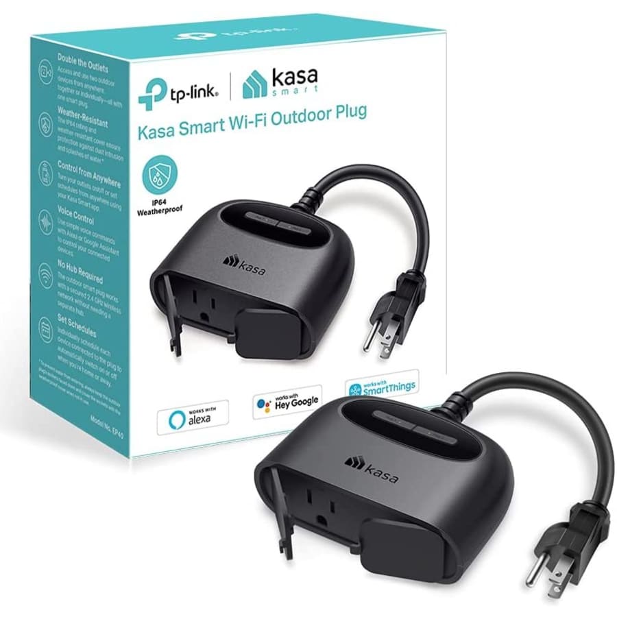 Kasa Smart Home Outdoor WiFi Outlet with 2 Sockets for $18