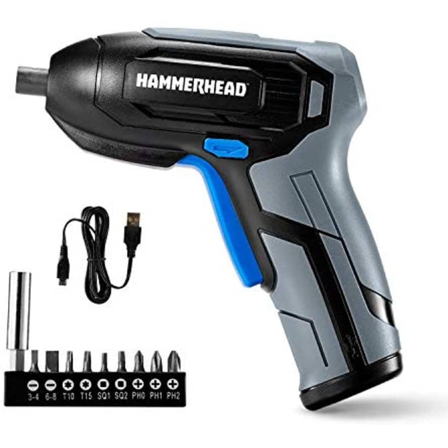 Hammerhead Rechargeable 4V Cordless Screwdriver w/ 9-Pc. Bit Set for $17 Hammerhead Rechargeable 4V Cordless Screwdriver w/ 9-Pc. Bit Set for $17