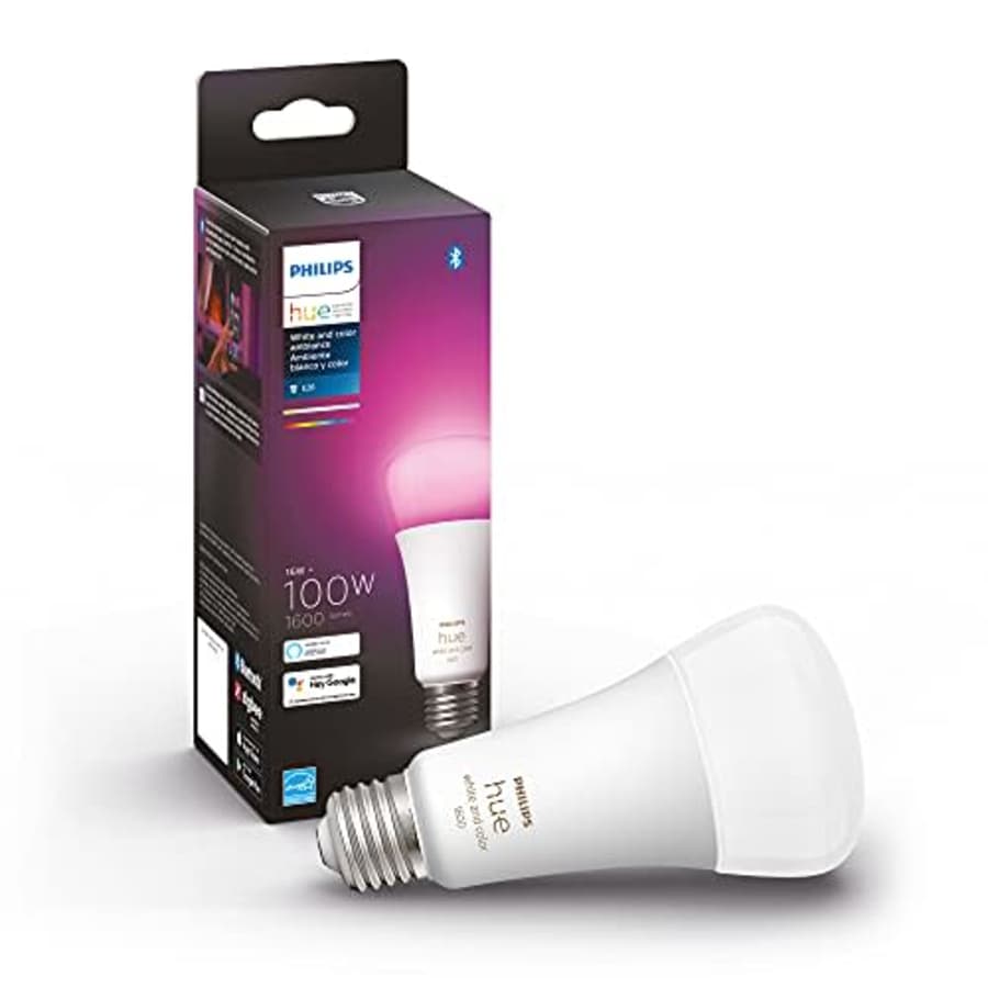 Philips Hue White and Color A21 High Lumen Smart Bulb, 1600 Lumens, Bluetooth & Zigbee Compatible for $40