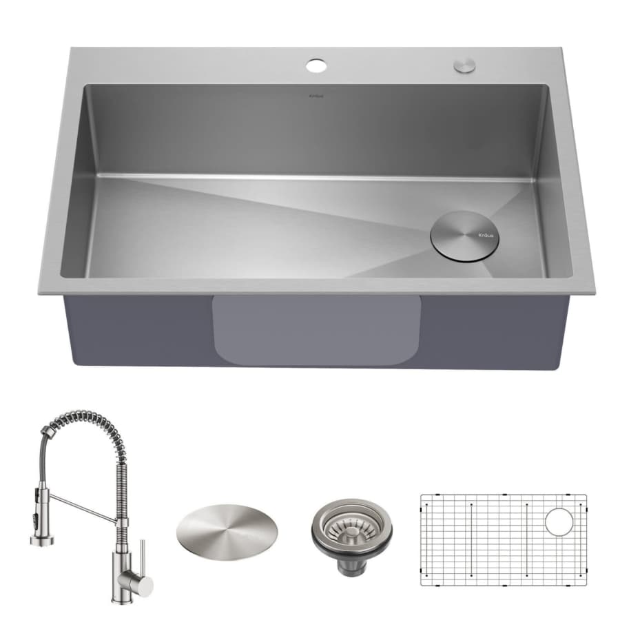 Certified Refurb Kraus Loften 33" Dual Mount Kitchen Sink with Faucet for $144