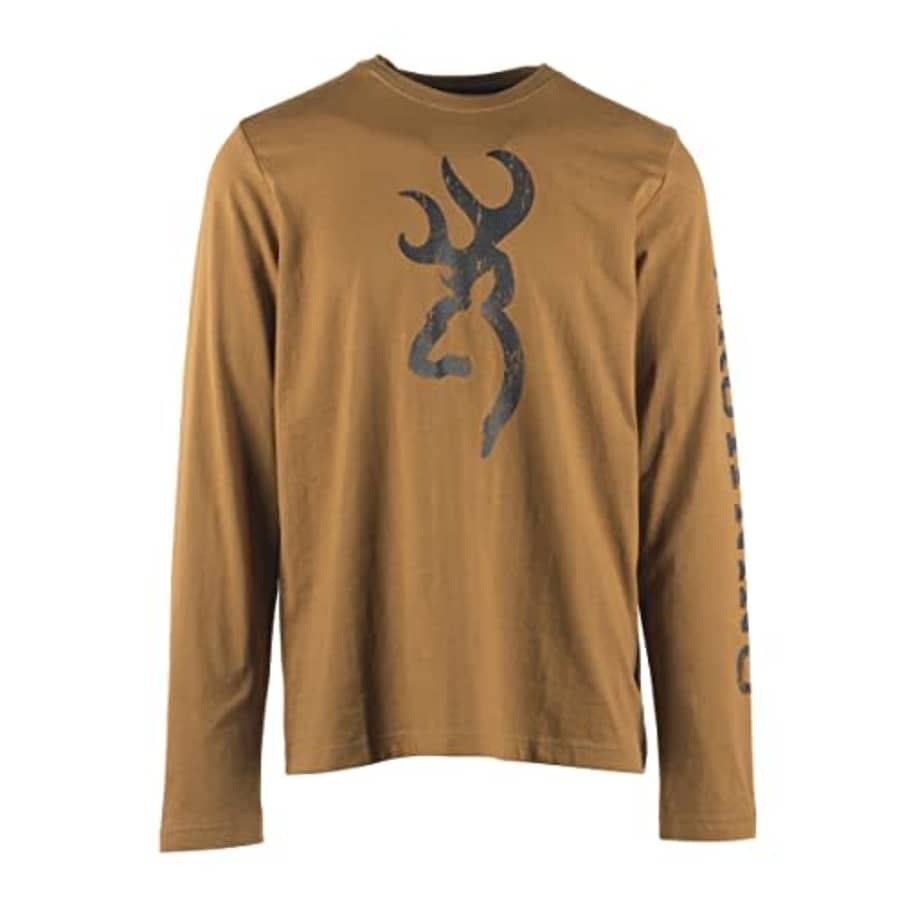 Browning Men's Long Sleeve T-Shirt, Soft Jersey Fabric Signature Buckmark Tee, Logan 2.0, Medium for $23