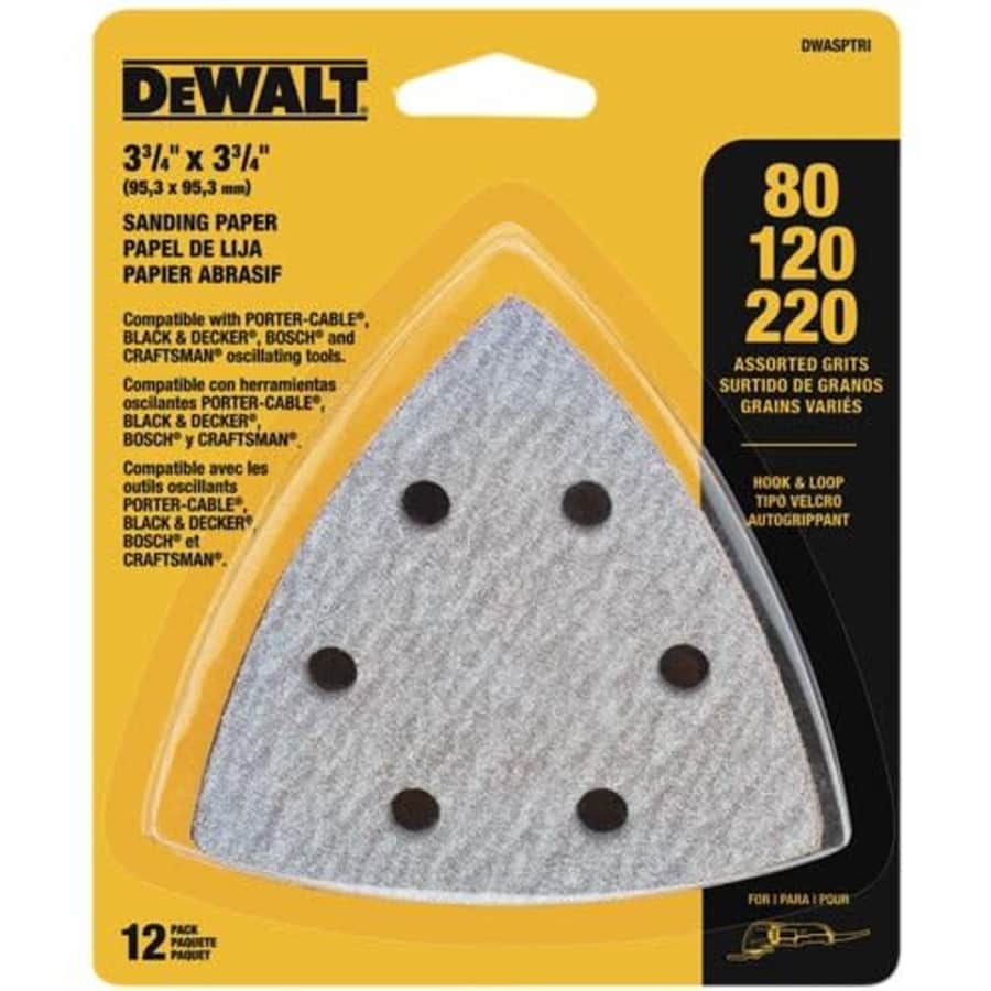 DeWalt Sandpaper Assortment Hook and Loop Triangle 12-Pack for $6
