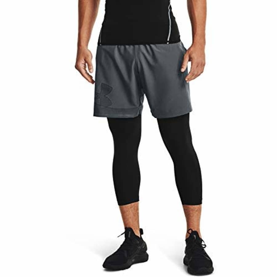 Under Armour Men's Woven Graphic Shorts, Pitch Gray (012)/Black, Medium for $24